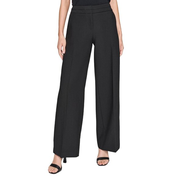 NWT Karl Lagerfeld Womens High-Waist Wide-Leg Pants G47PN31A Black 8 - Picture 1 of 8